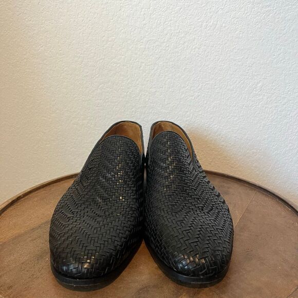Magnanni Black Leather Interwoven Slip-On Loafers Dress Shoes Men's Size 13 - Picture 2 of 12